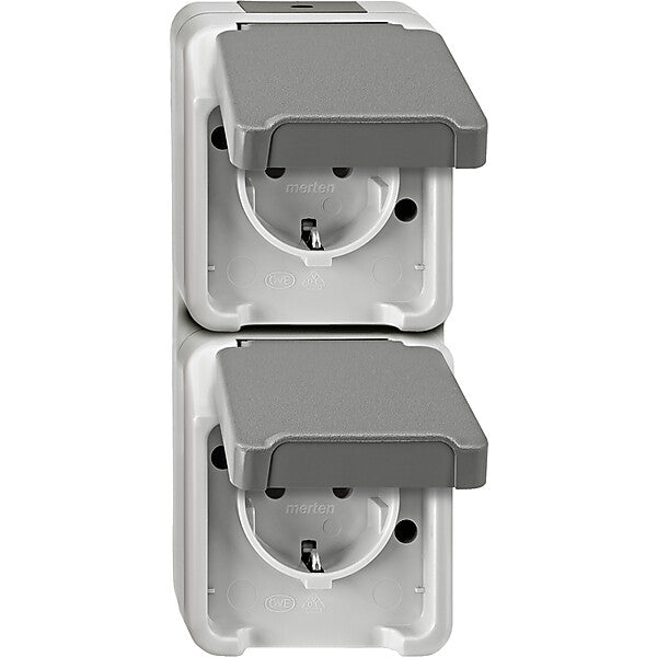 Merten SCHUKO-Doppel-Steckdose lichtgrau MEG2329-8029